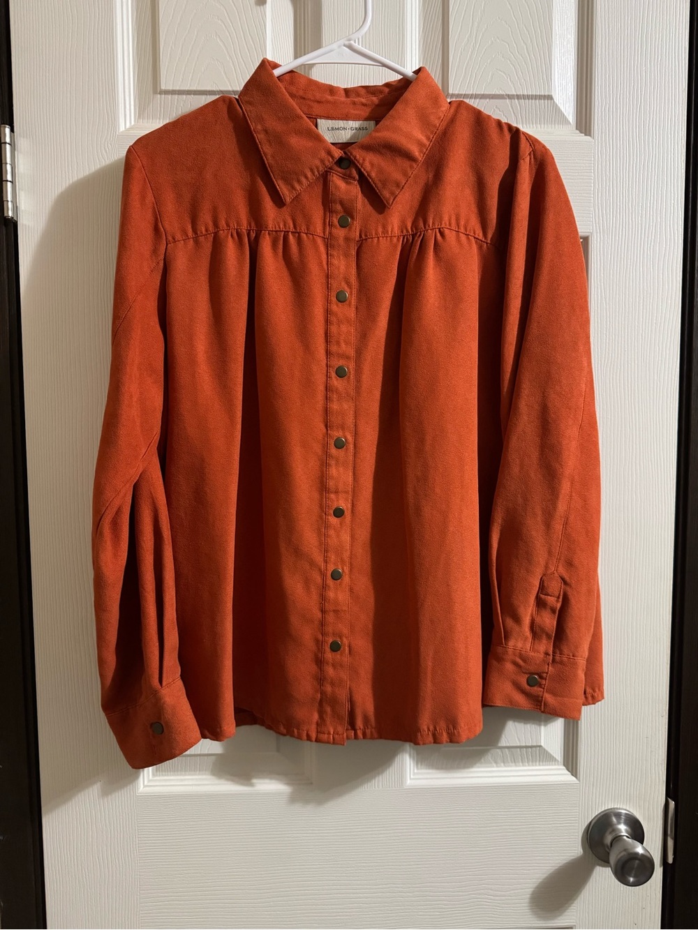 Long-Sleeve Button Shirt - Rust Orange